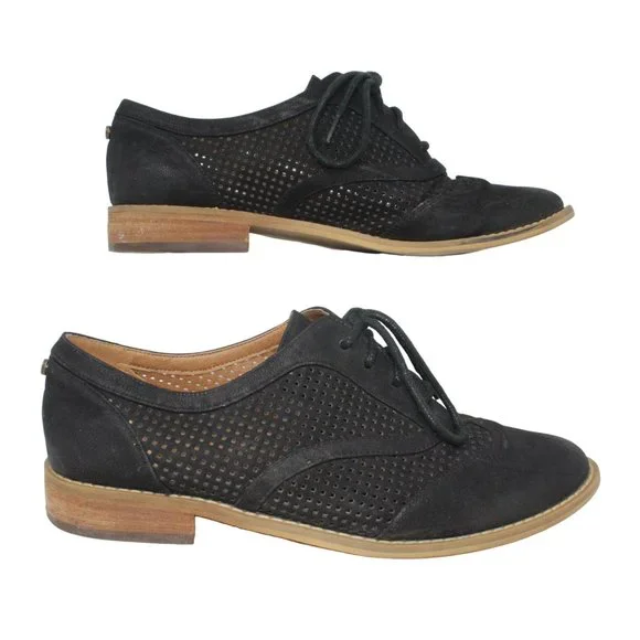 Melrose And Market Womens Size 7M Black Classic Perforated Oxfords Shoes - Picture 6 of 12